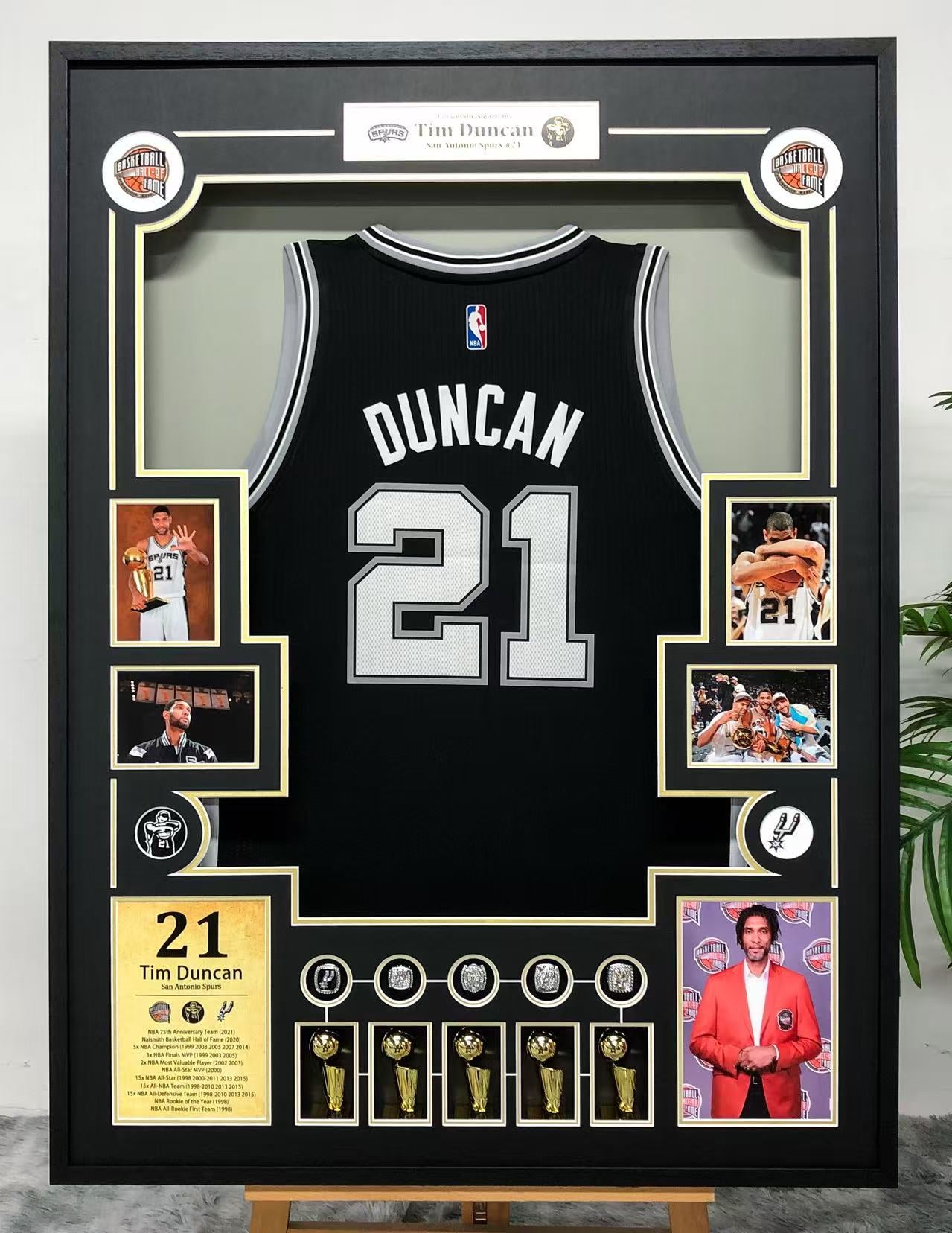 San Antonio Spurs Tim Duncan Autographed Jersey with Personalized Custom Design Framed 00002