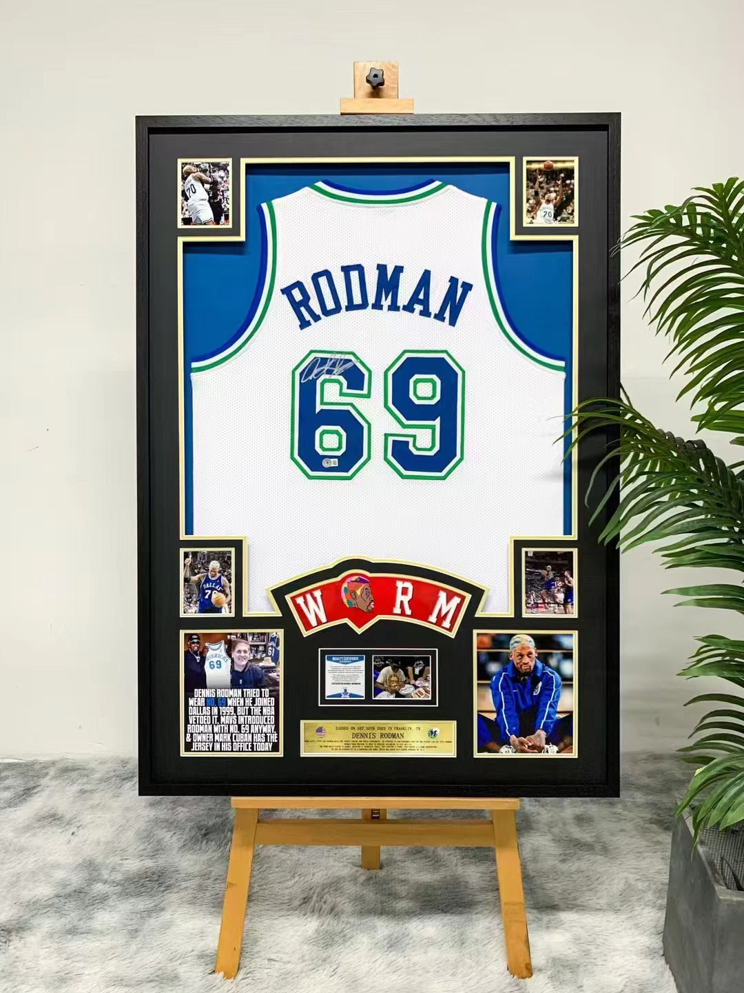 Dennis Rodman Dallas Mavericks Signed Jersey Framing