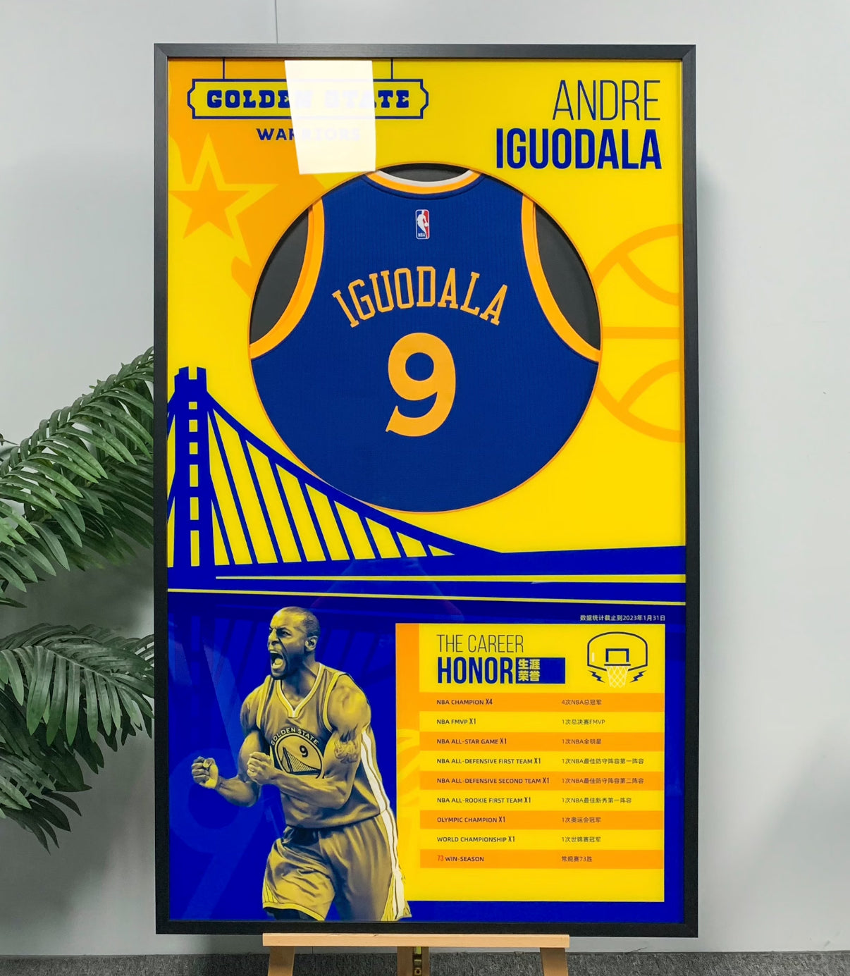 GAndre Iguodala Golden State Warriors Autographed Custom Framed Jersey