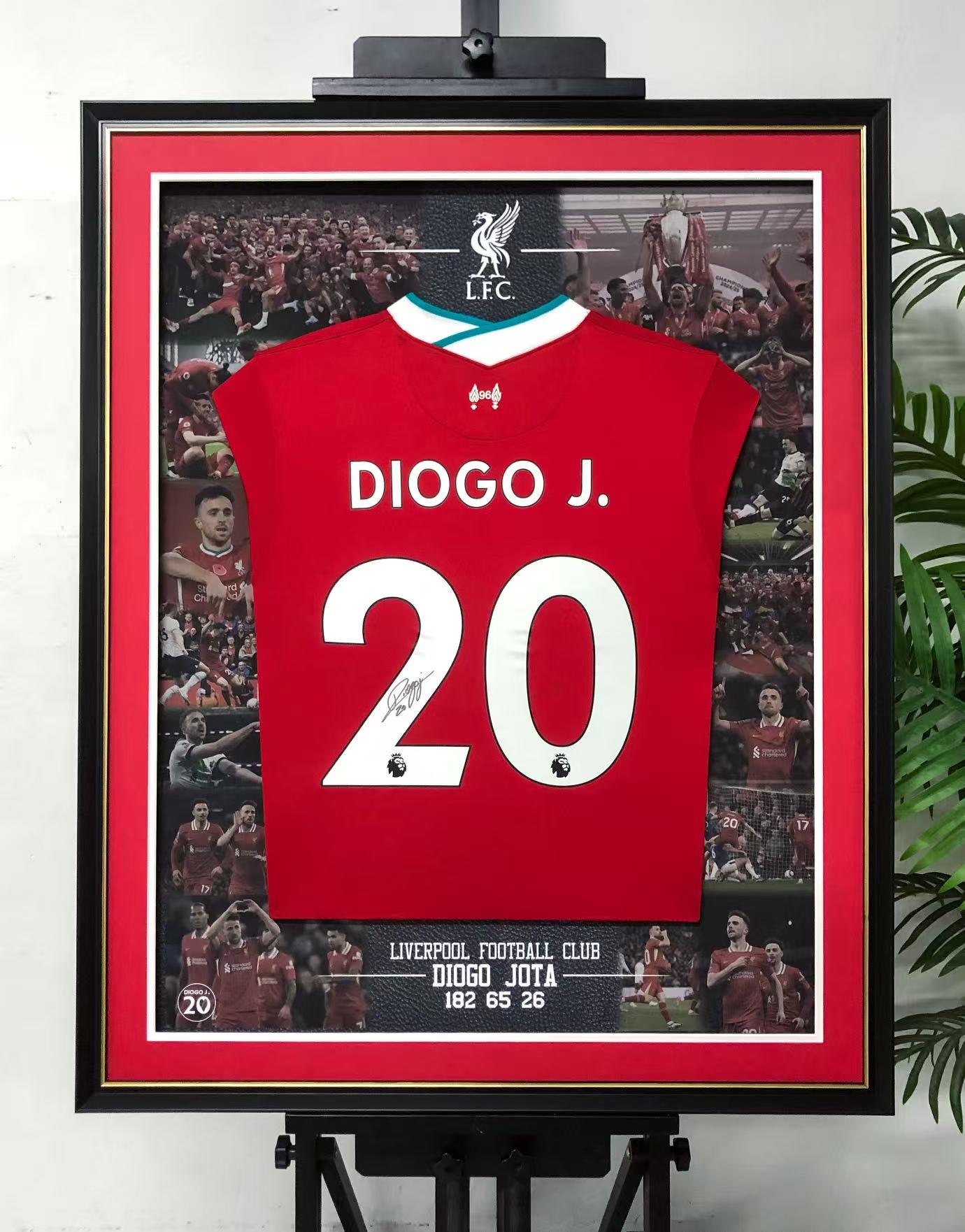 Diogo Jota Liverpool FC Autographed Jersey Framed
