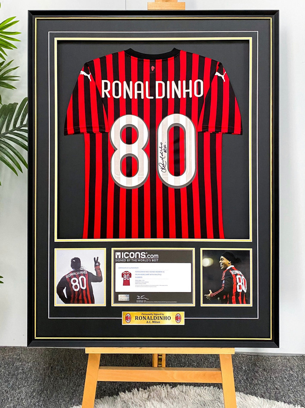 Ronaldo Moreira AC Milan Autographed Custom Framed Jersey
