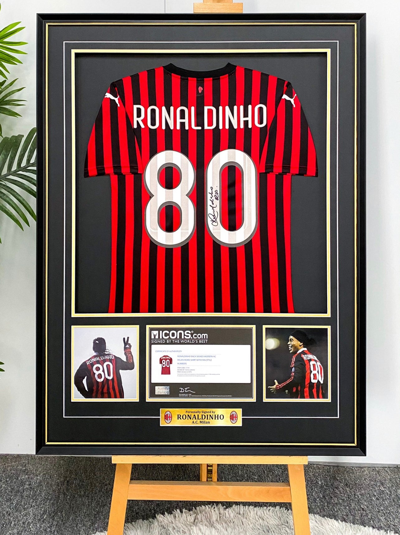 Ronaldo Moreira AC Milan Autographed Custom Framed Jersey