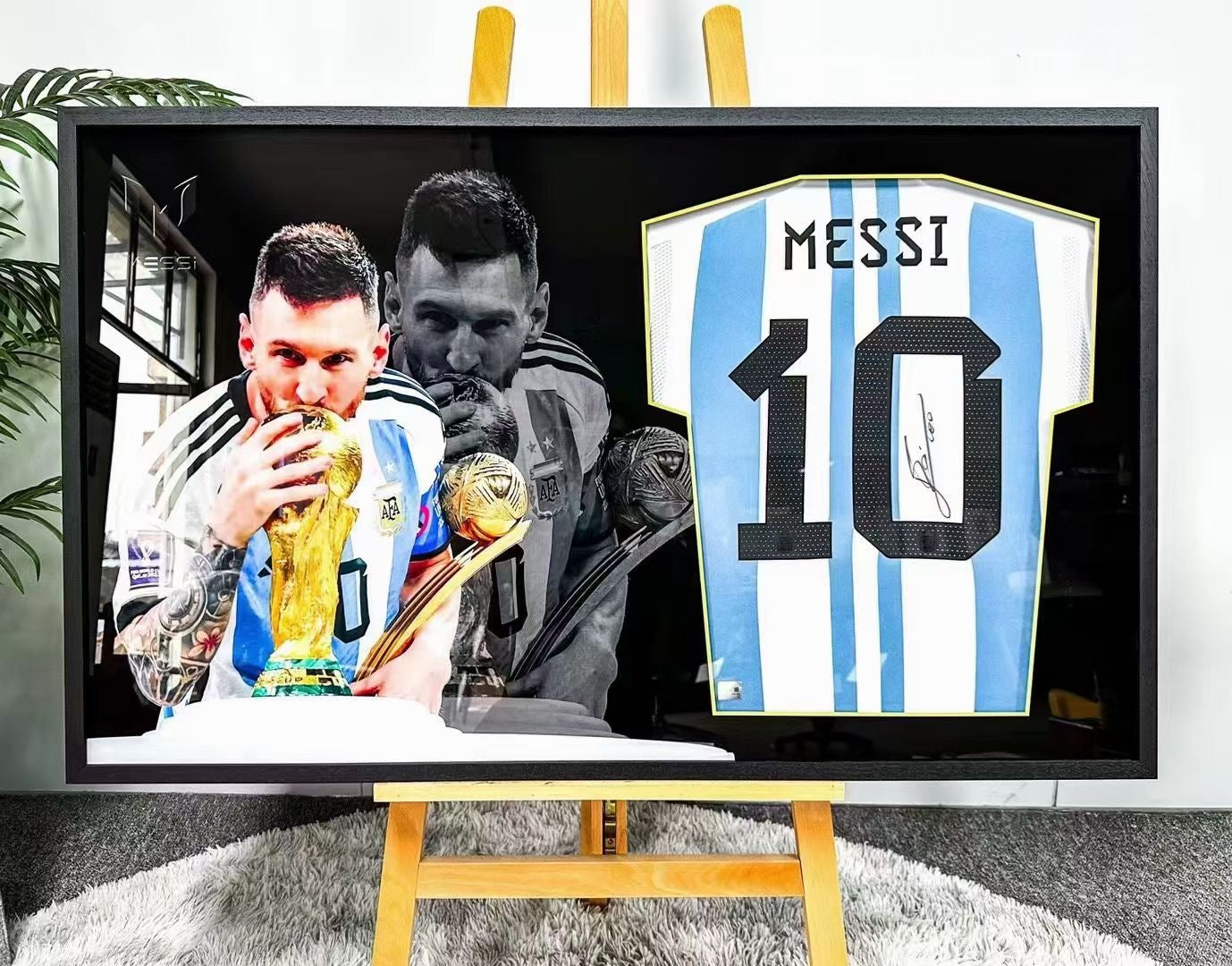 Lionel Messi Argentina National Team Autographed Framed Jersey