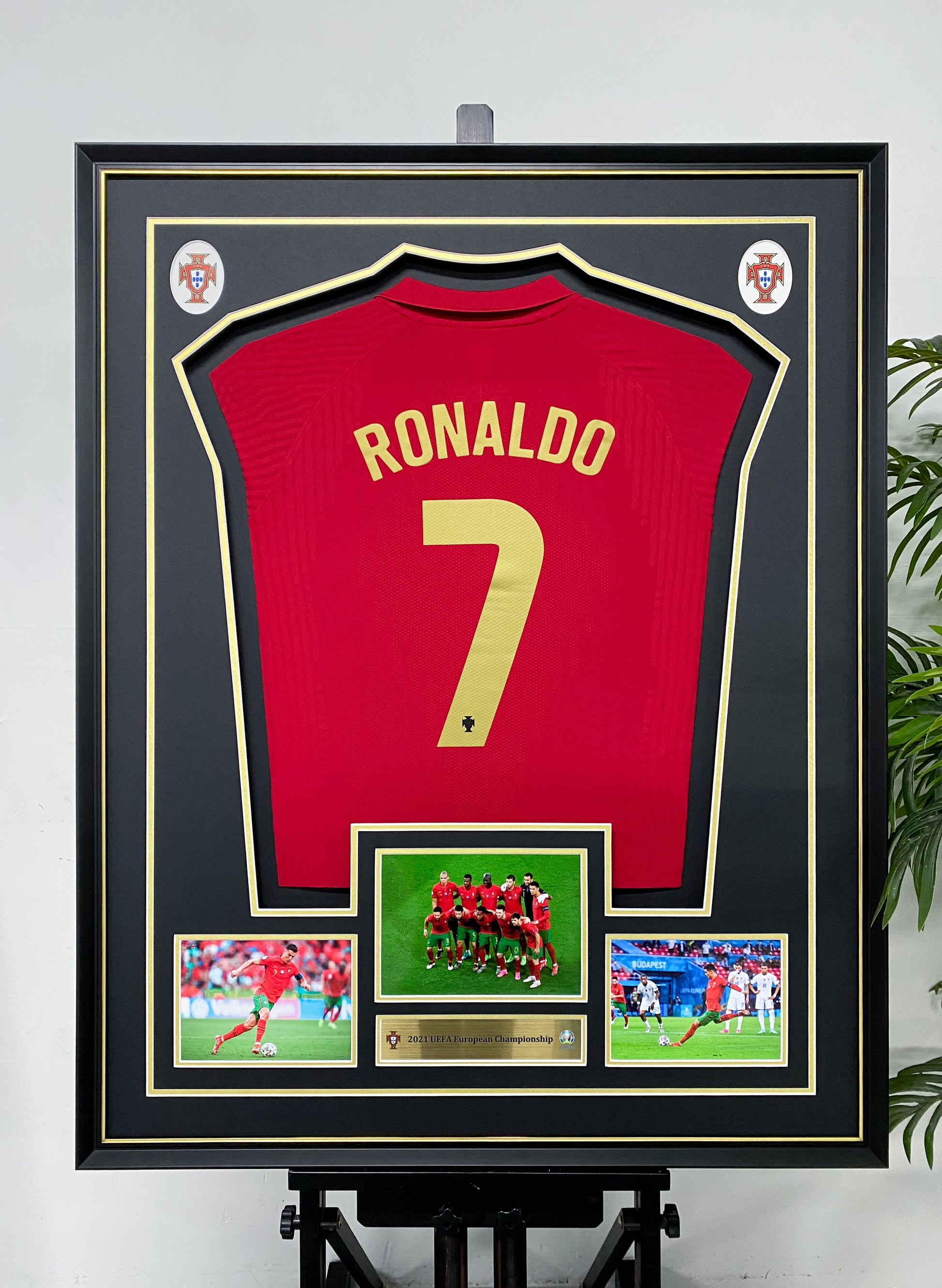 Cristiano Ronaldo Portugal 2021 Euro #7 Signed Red Home Jersey Framed Display