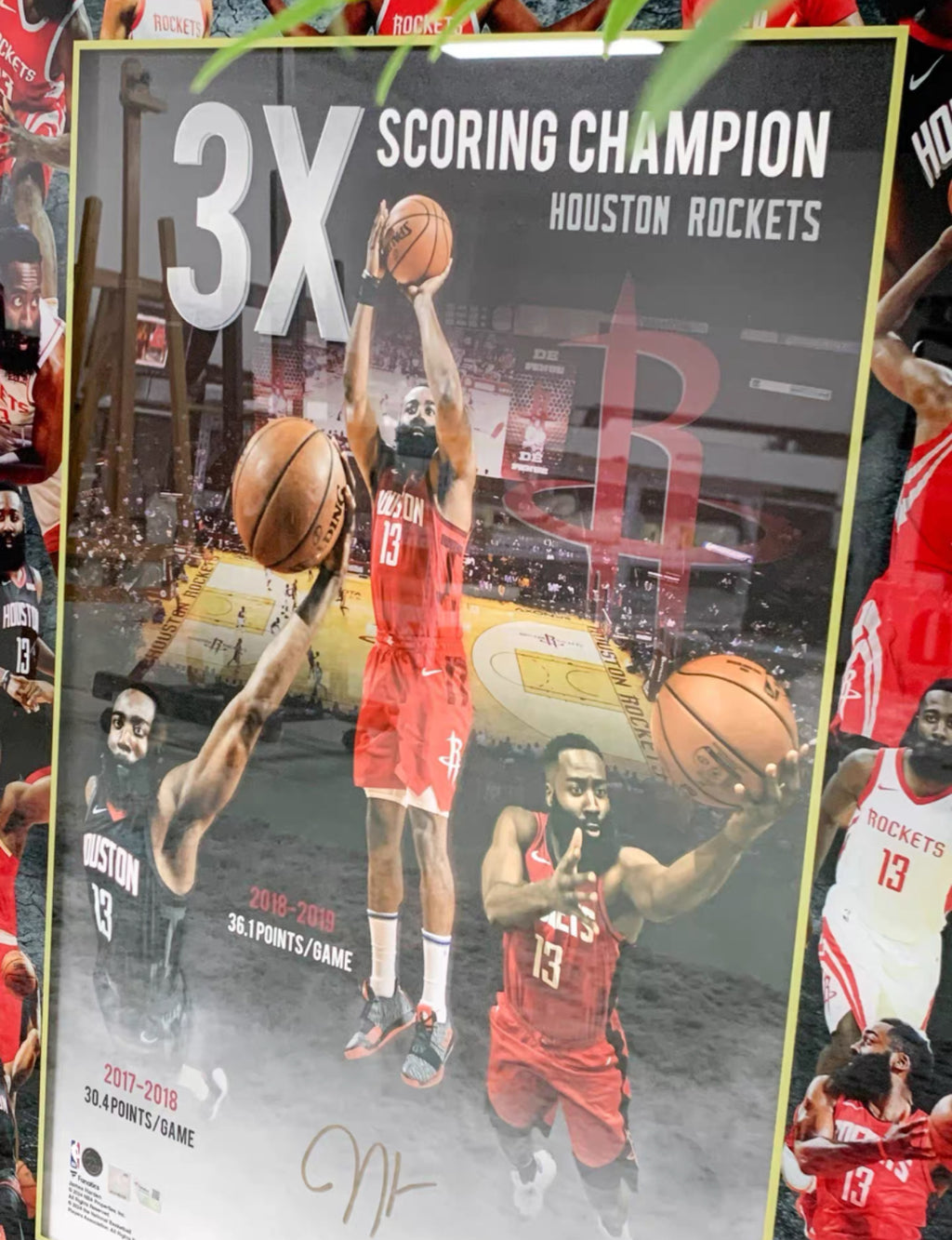 Houston Rockets James Harden Poster with Personalized Custom Design Framed 00008