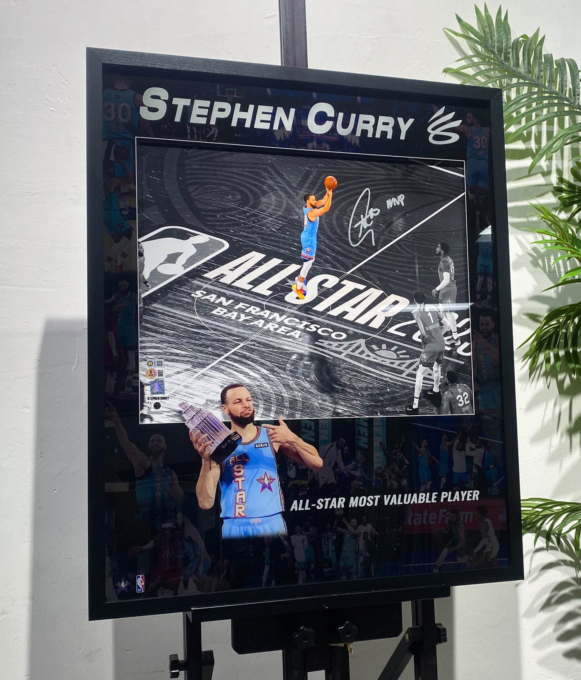 Stephen Curry Golden State Warriors All‑Star MVP Signed Photo Framing