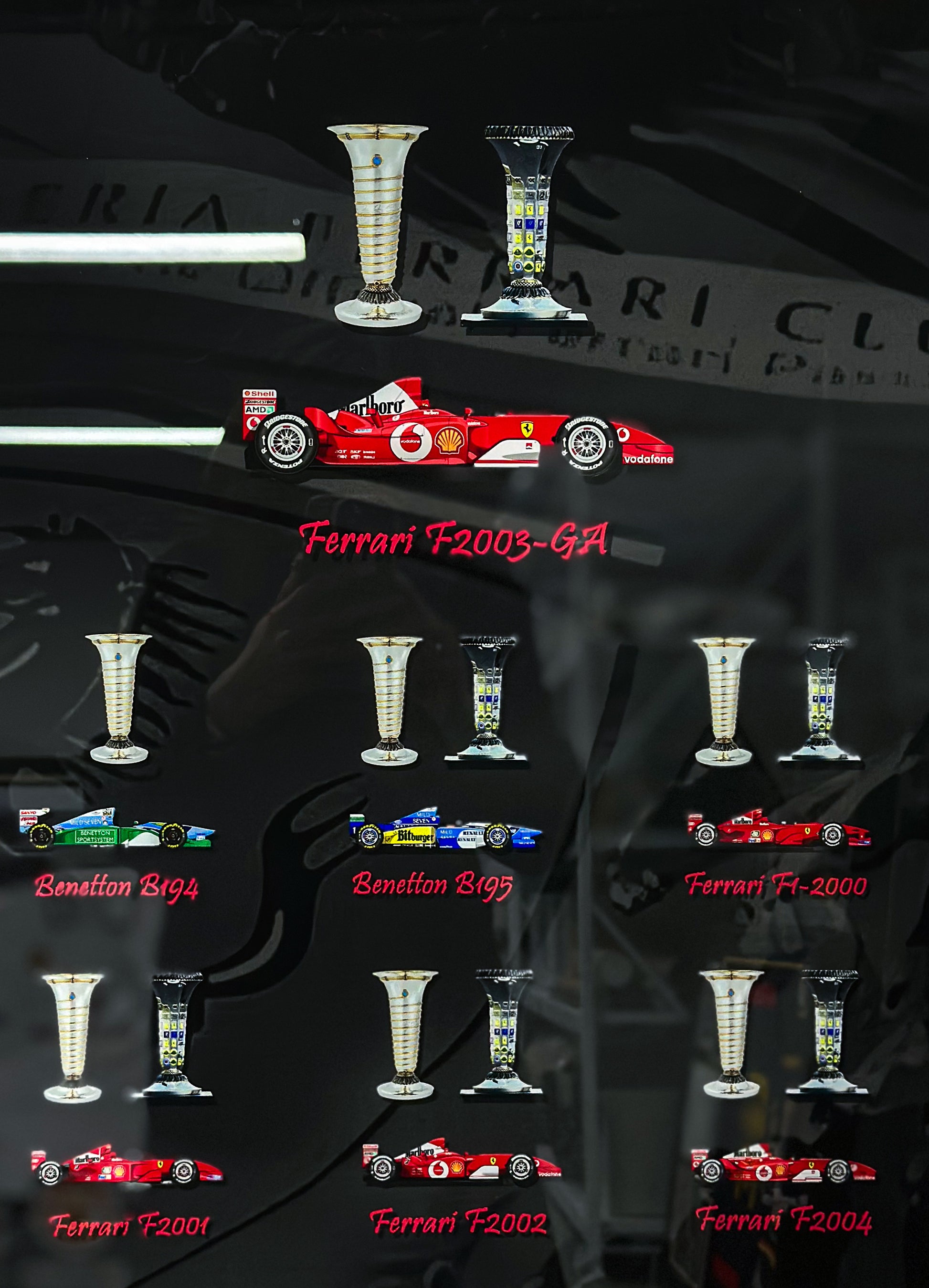 Michael Schumacher F1 Ferrari Autographed Custom Framed Car Parts