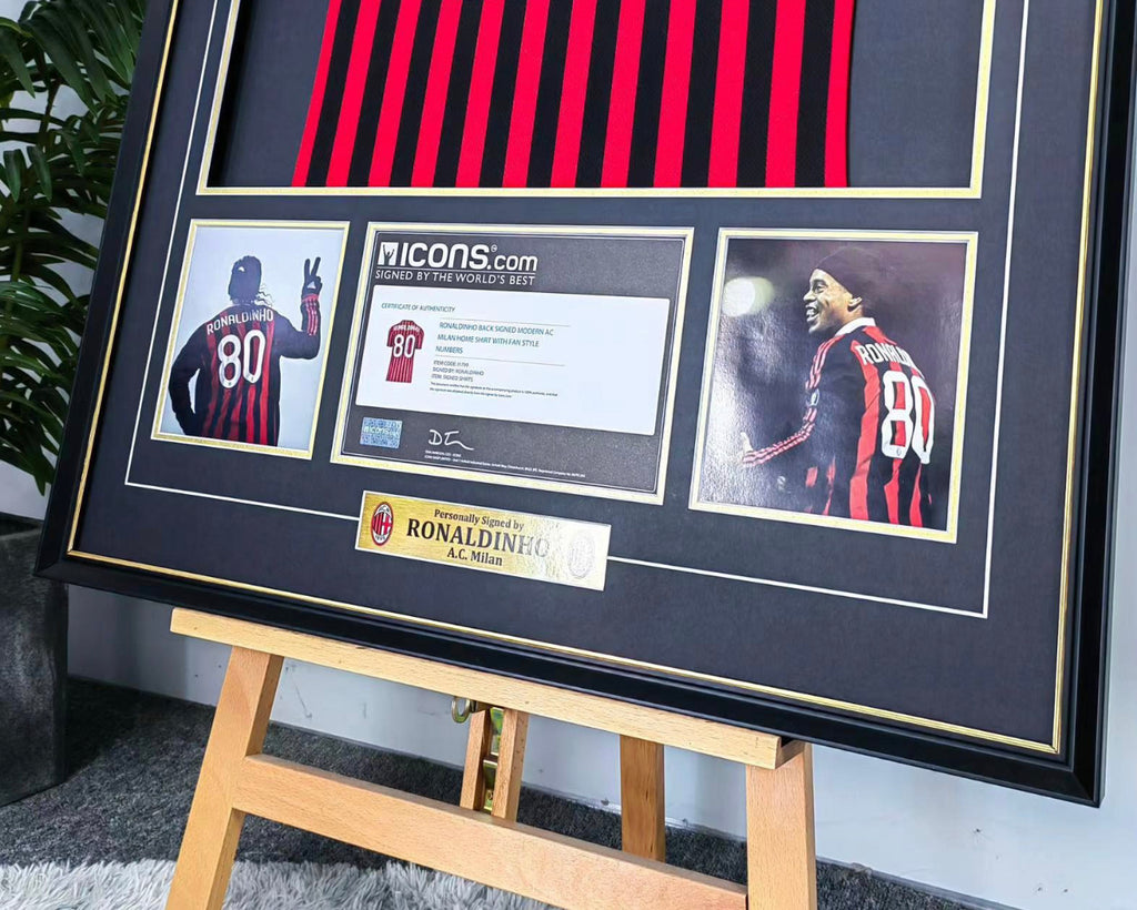 Ronaldo Moreira AC Milan Autographed Custom Framed Jersey