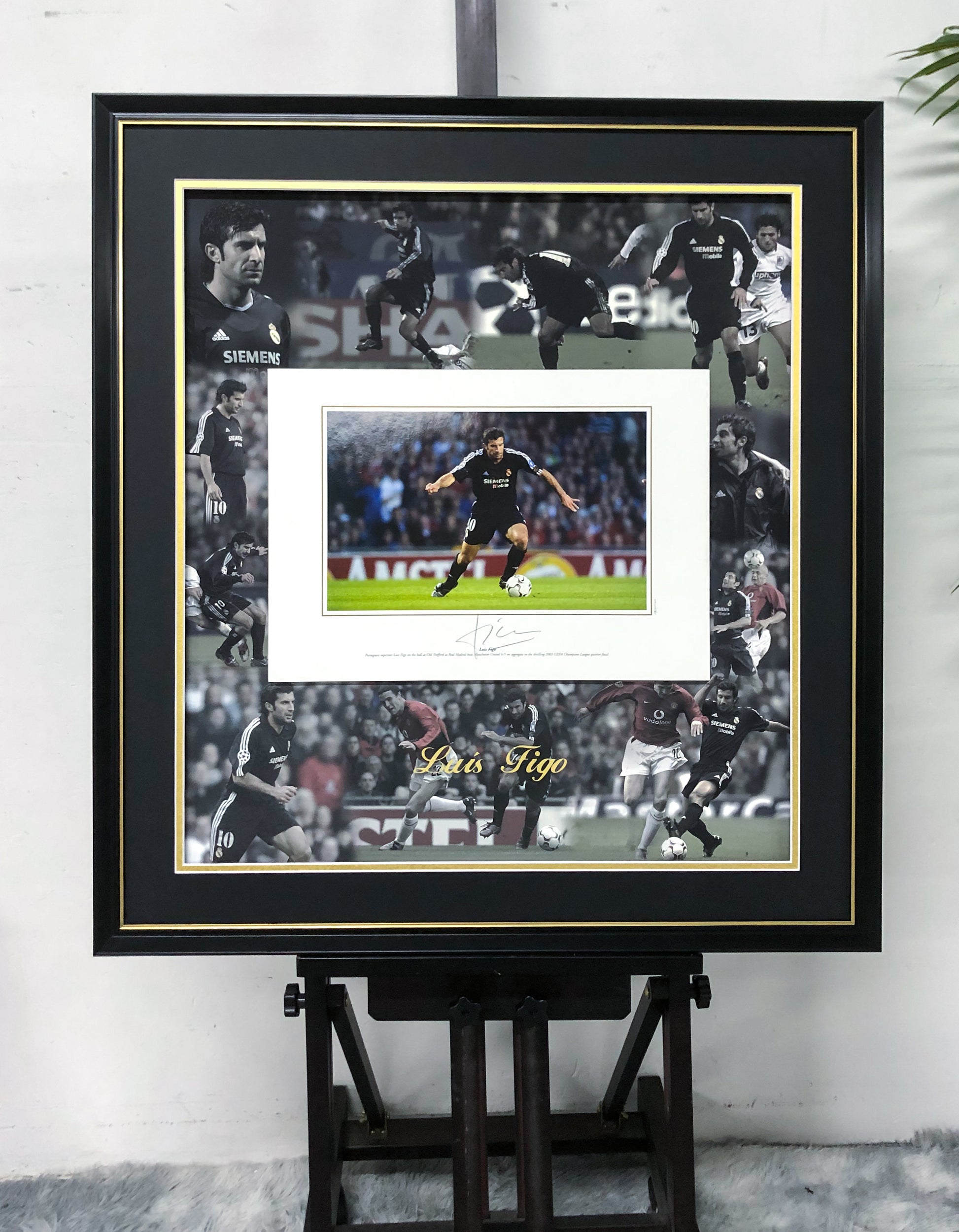 Luís Figo Real Madrid Autographed Custom Framed Poster