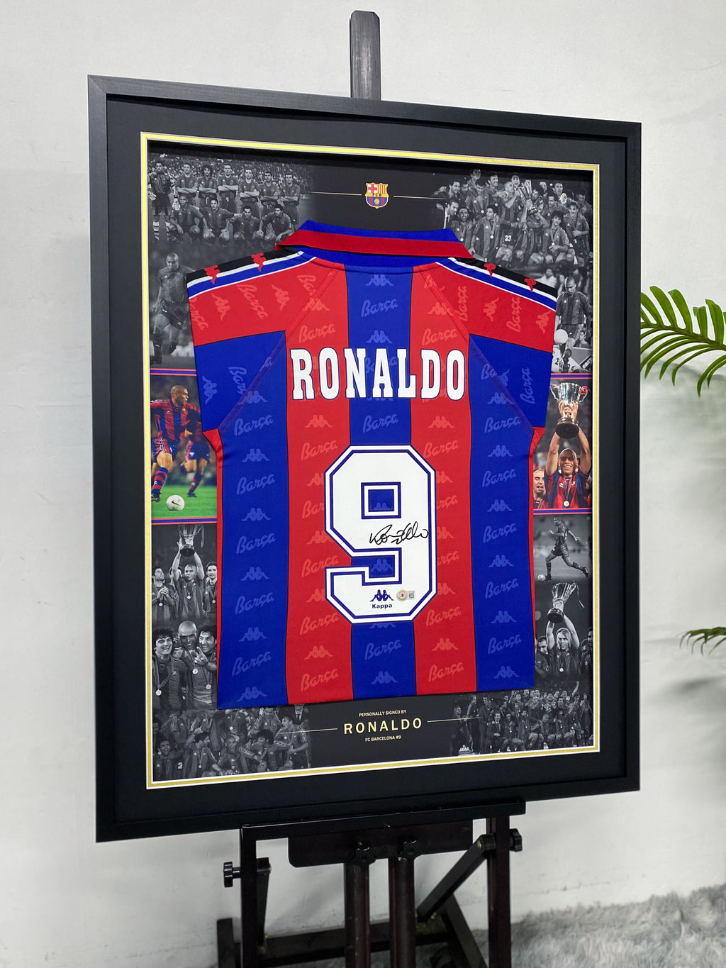 Ronaldo Signed Barcelona Framed Jersey