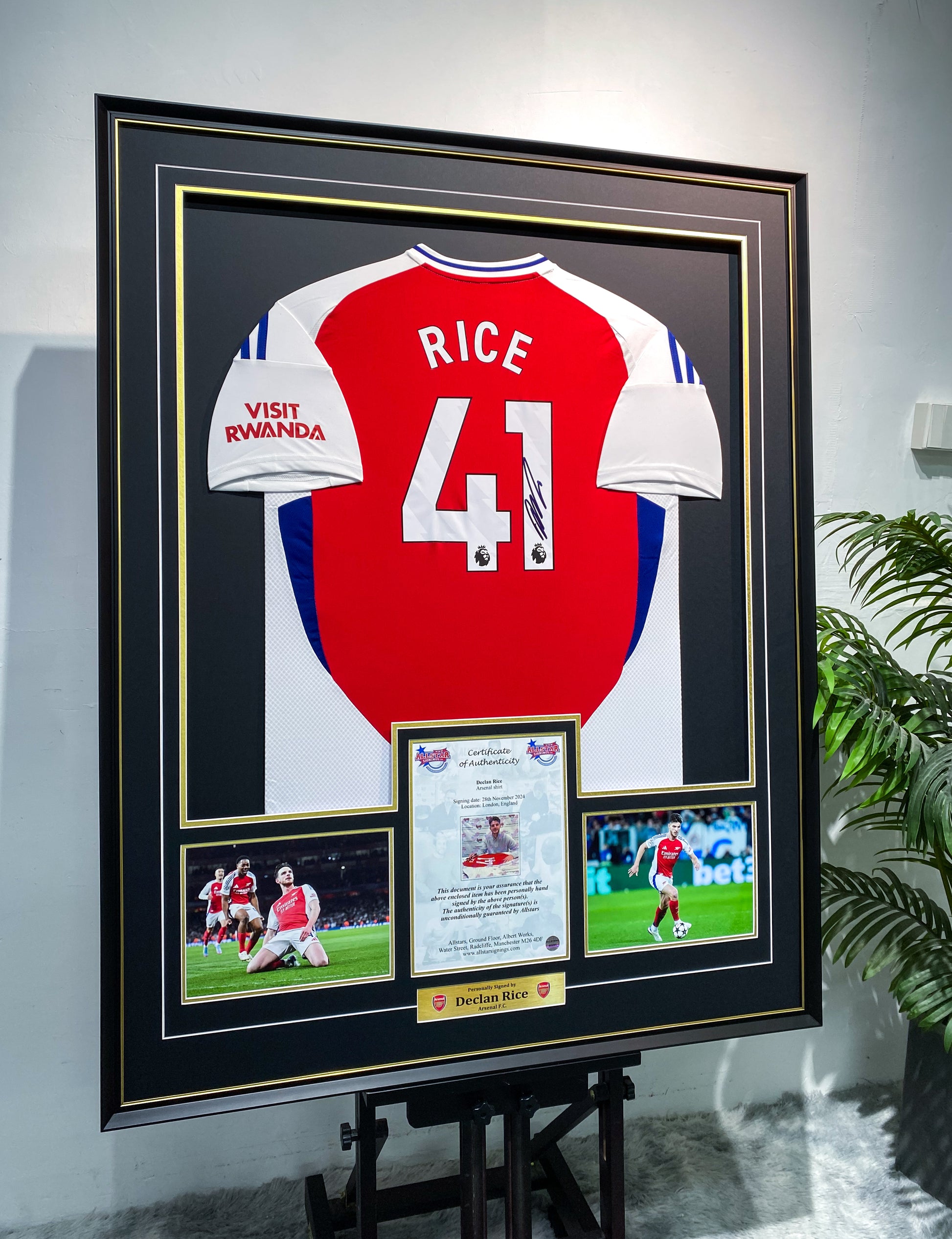 Declan Rice Signed Arsenal Jersey Custom Framed