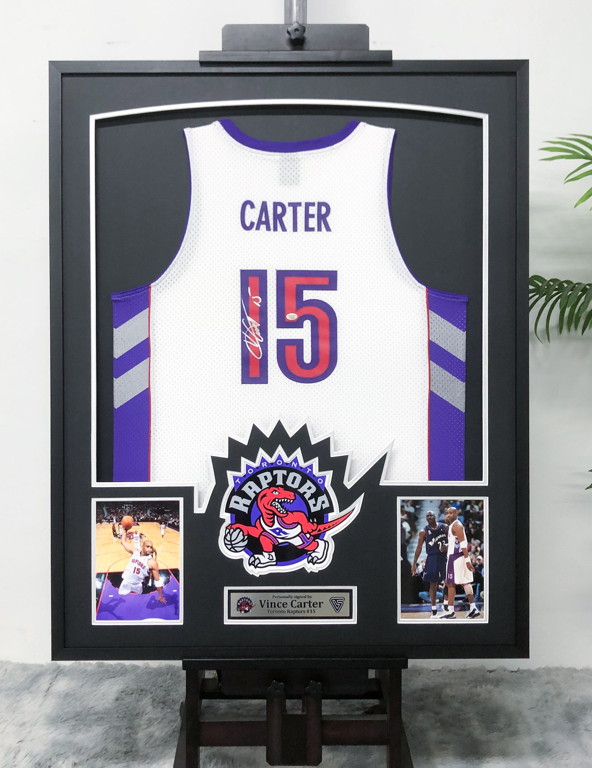 Toronto Raptors Vince Carter Autographed Jersey with Personalized Custom Design Framed