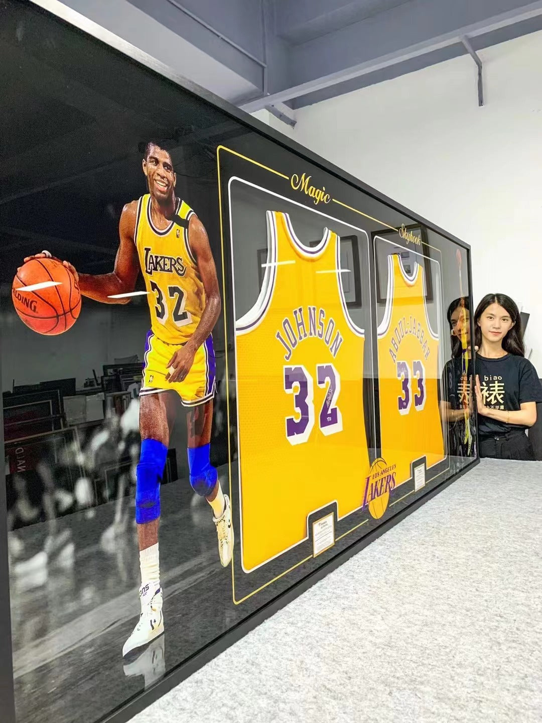 Kareem Abdul-Jabbar & Wilt Chamberlain Signed Custom Framed Jersey