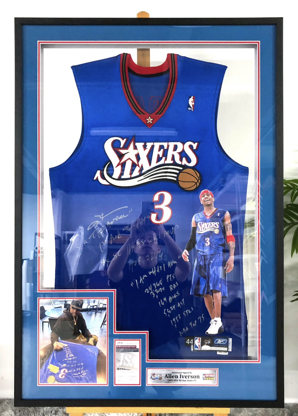 Allen Iverson Philadelphia 76ers Autographed Custom Framed Jersey