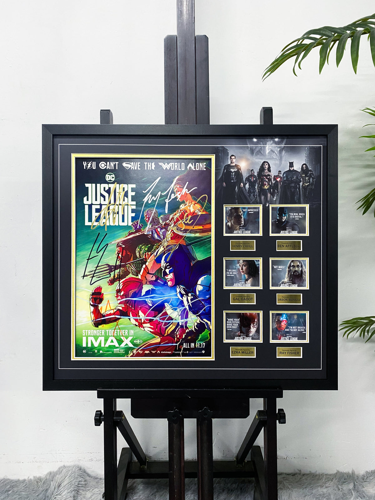 Justice League Multi Cast Signed Movie Poster Framed