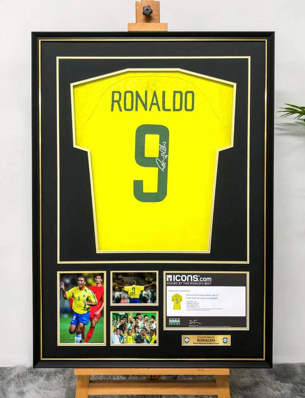Ronaldo Brazil National Team Autographed Custom Framed Jersey