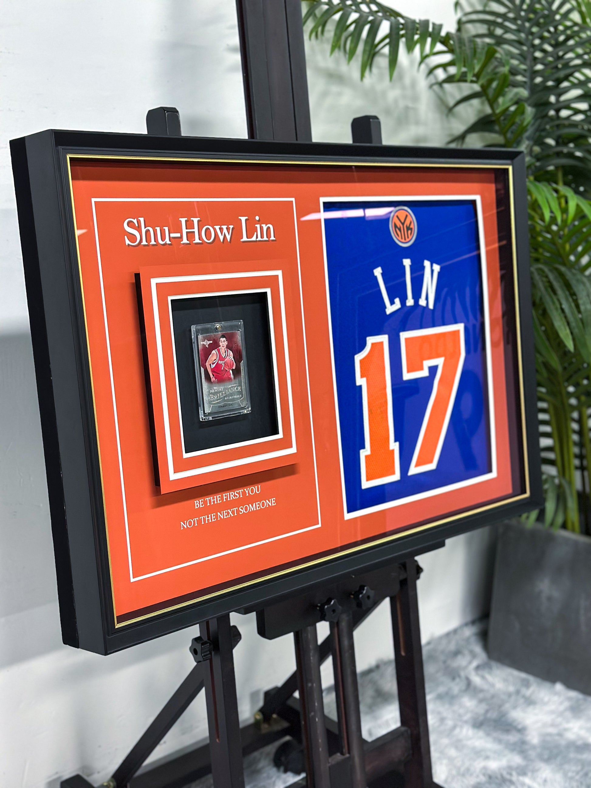 Jeremy Lin New York Knicks Autographed Jersey Framed