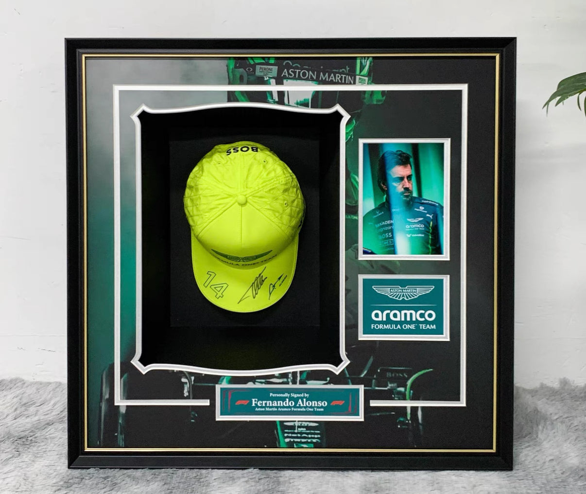 Fernando Alonso Hat Sentimental Item Custom Framed