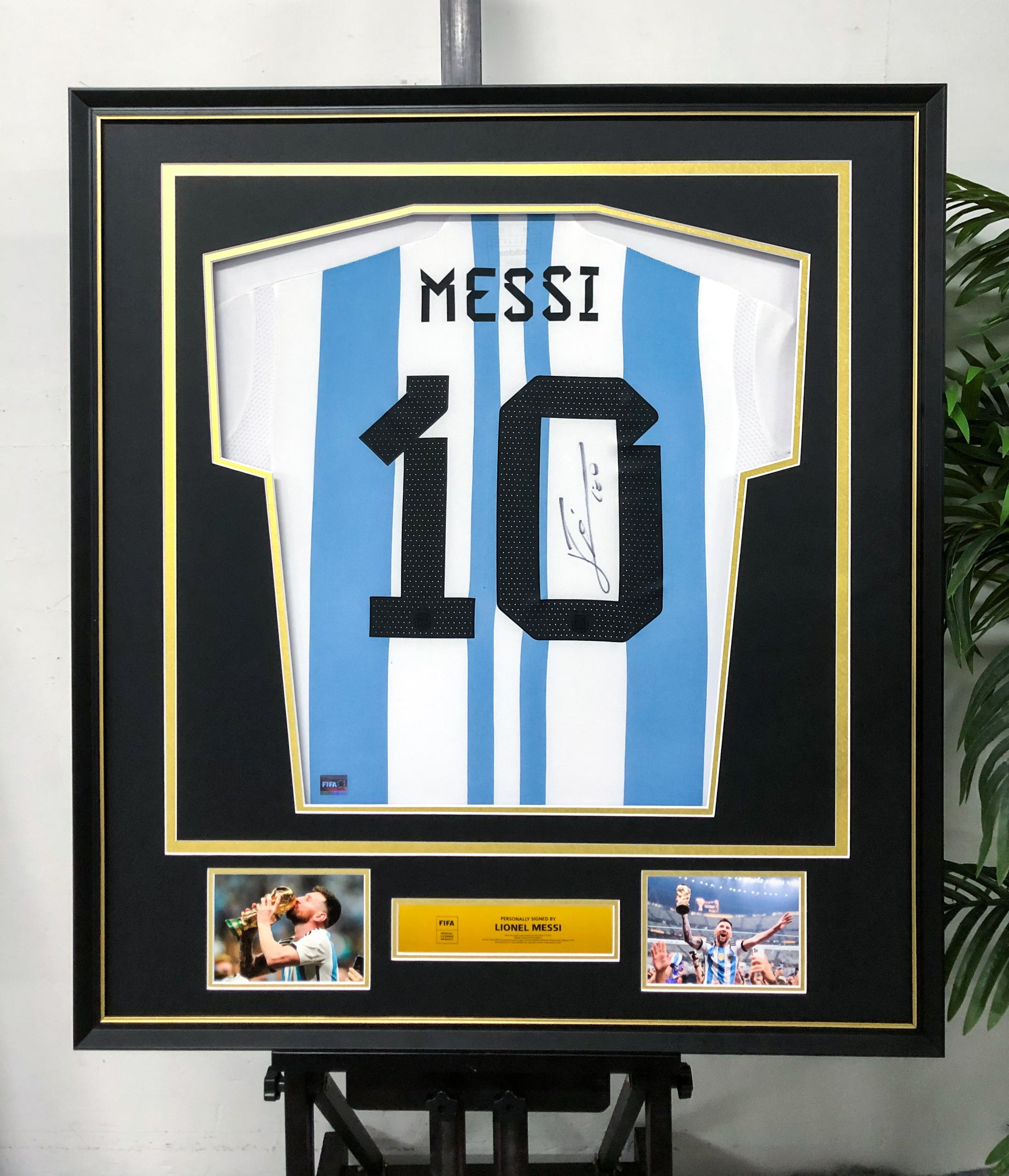 Messi Argentina National Team Autographed Jersey, Custom Framed