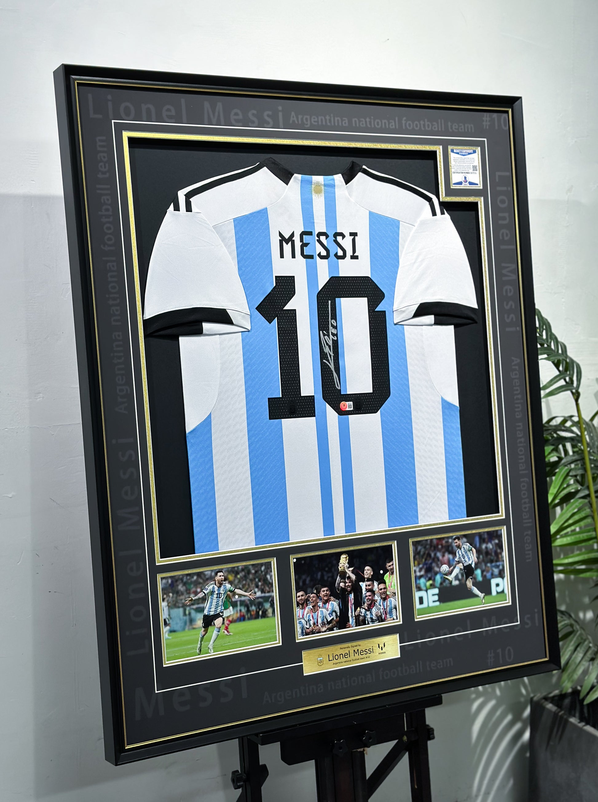 Lionel Messi Argentina World Cup Autographed Jersey Framing