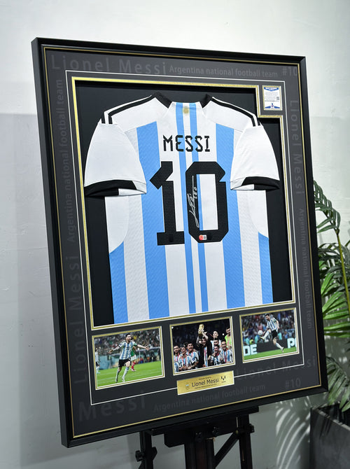 Lionel Messi Argentina World Cup Autographed Jersey Framing