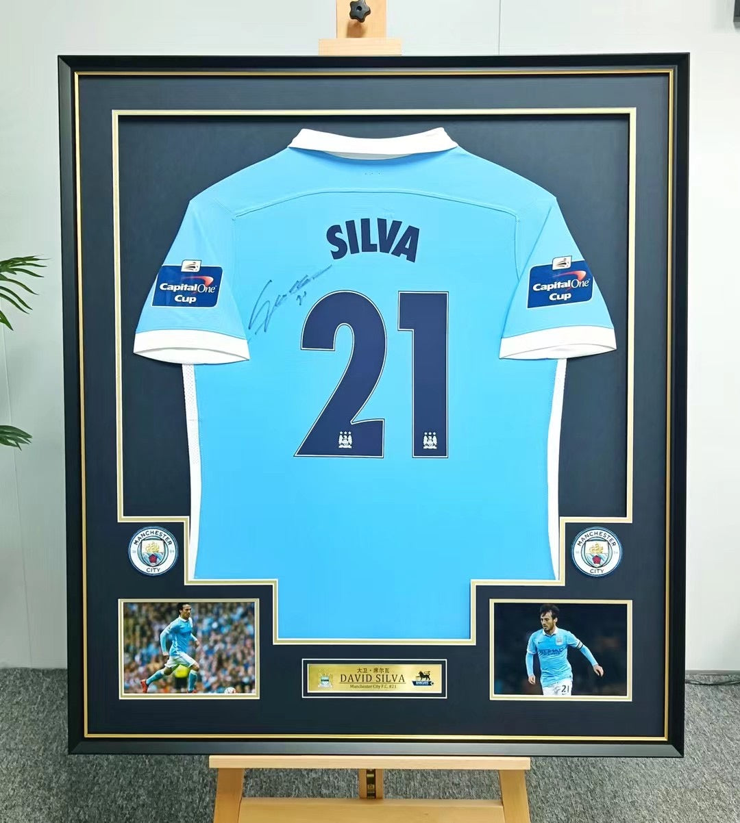 David Silva Manchester City Autographed Framed Jersey