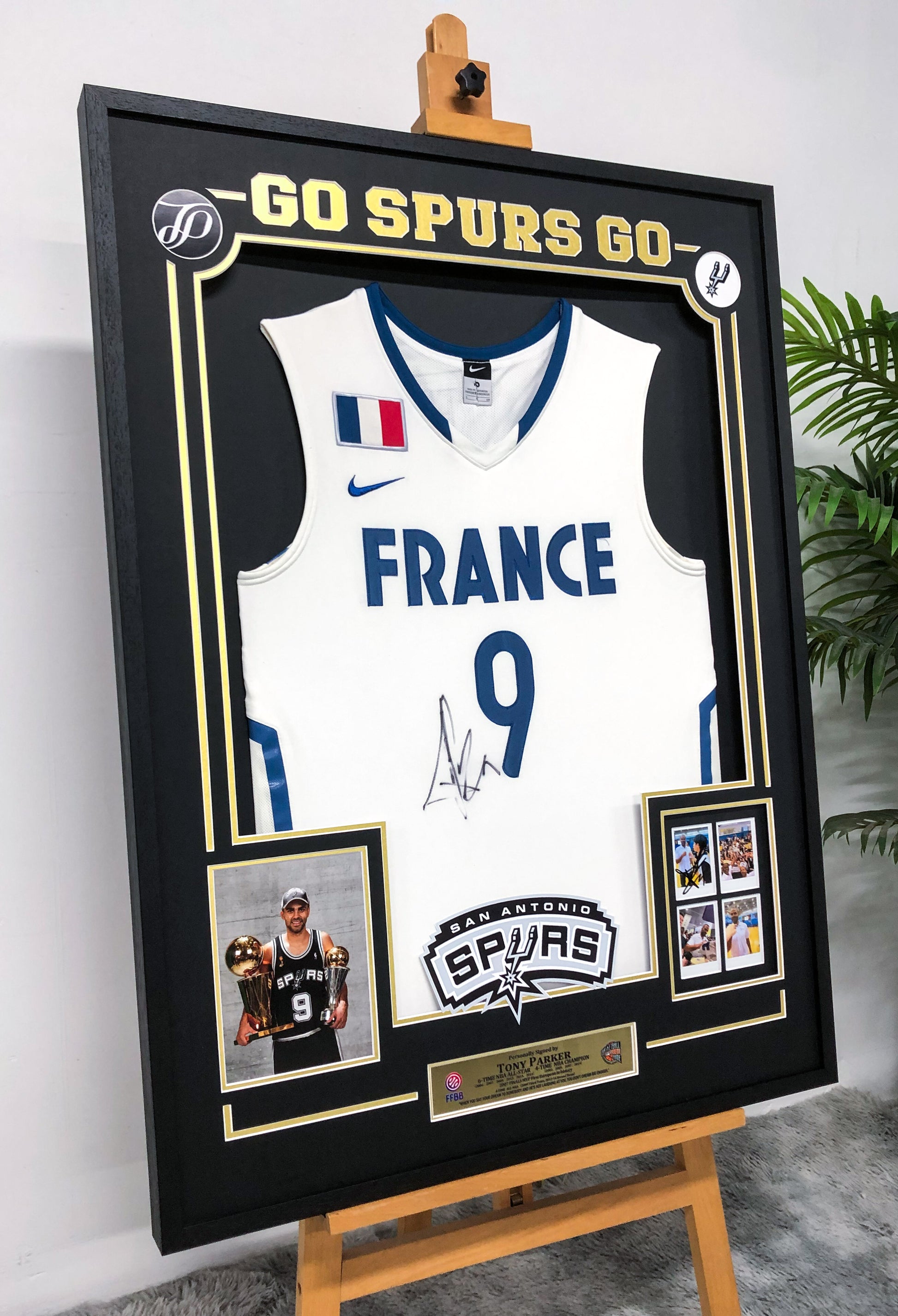Tony Parker France Autographed Framed Jersey