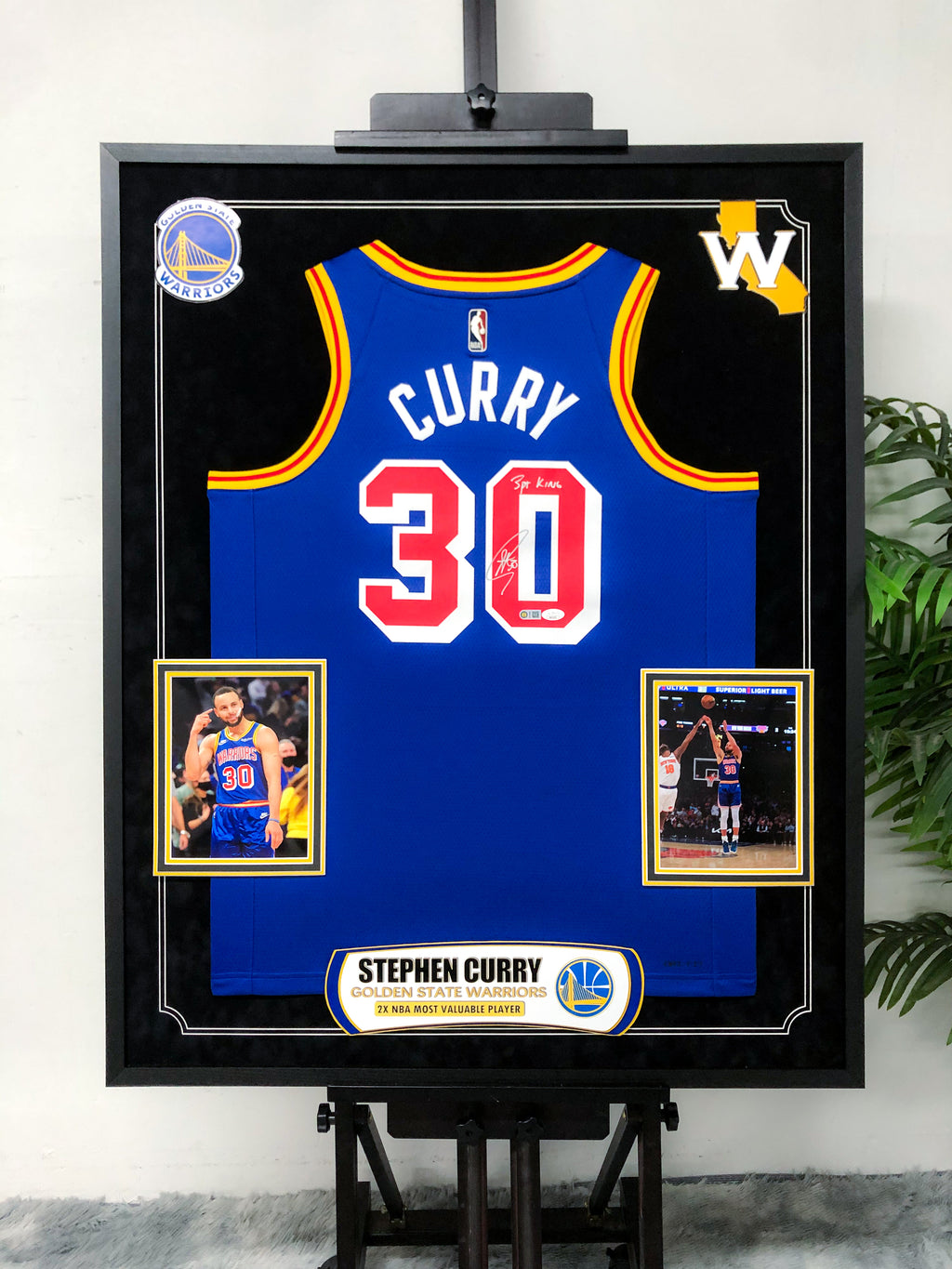 Stephen Curry, Golden State Warriors, Autographed Jersey Framed