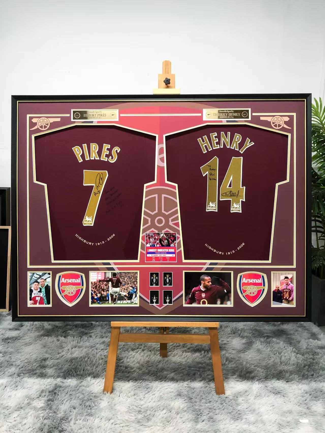 Pires & Henry Arsenal Combined Autographed Framed Jersey