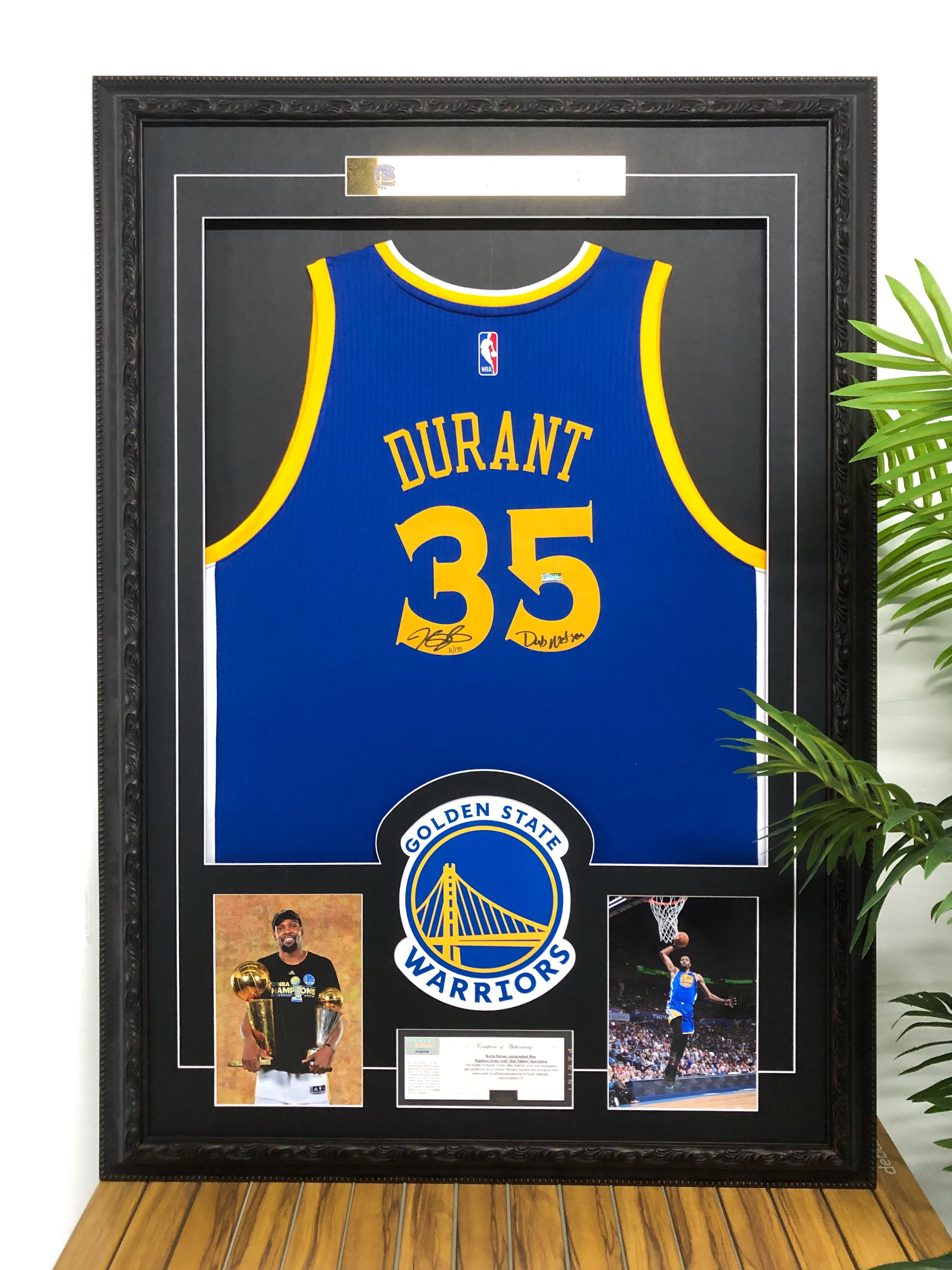 Kevin Durant Golden State Warriors Autographed Custom Framed Jersey