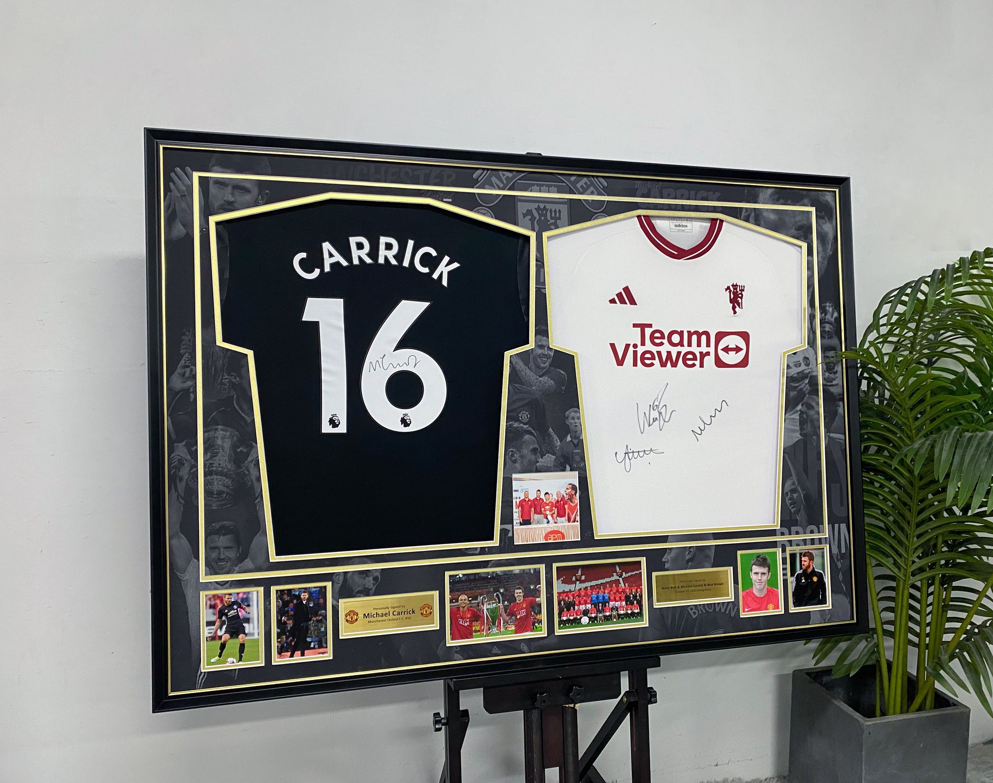 Michael Carrick Manchester United Dual Autographed Jerseys Framing