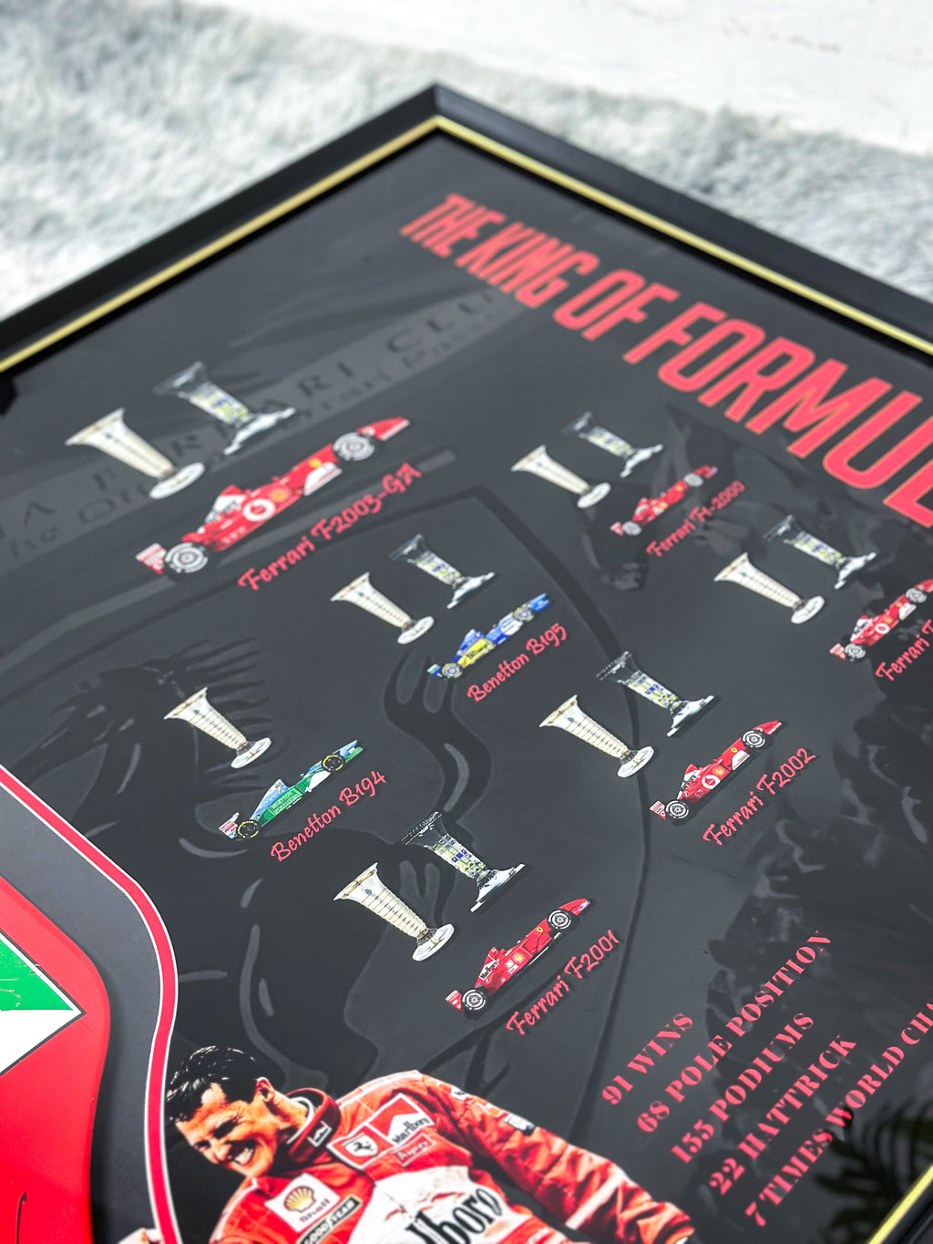 Michael Schumacher F1 Ferrari Autographed Custom Framed Car Parts