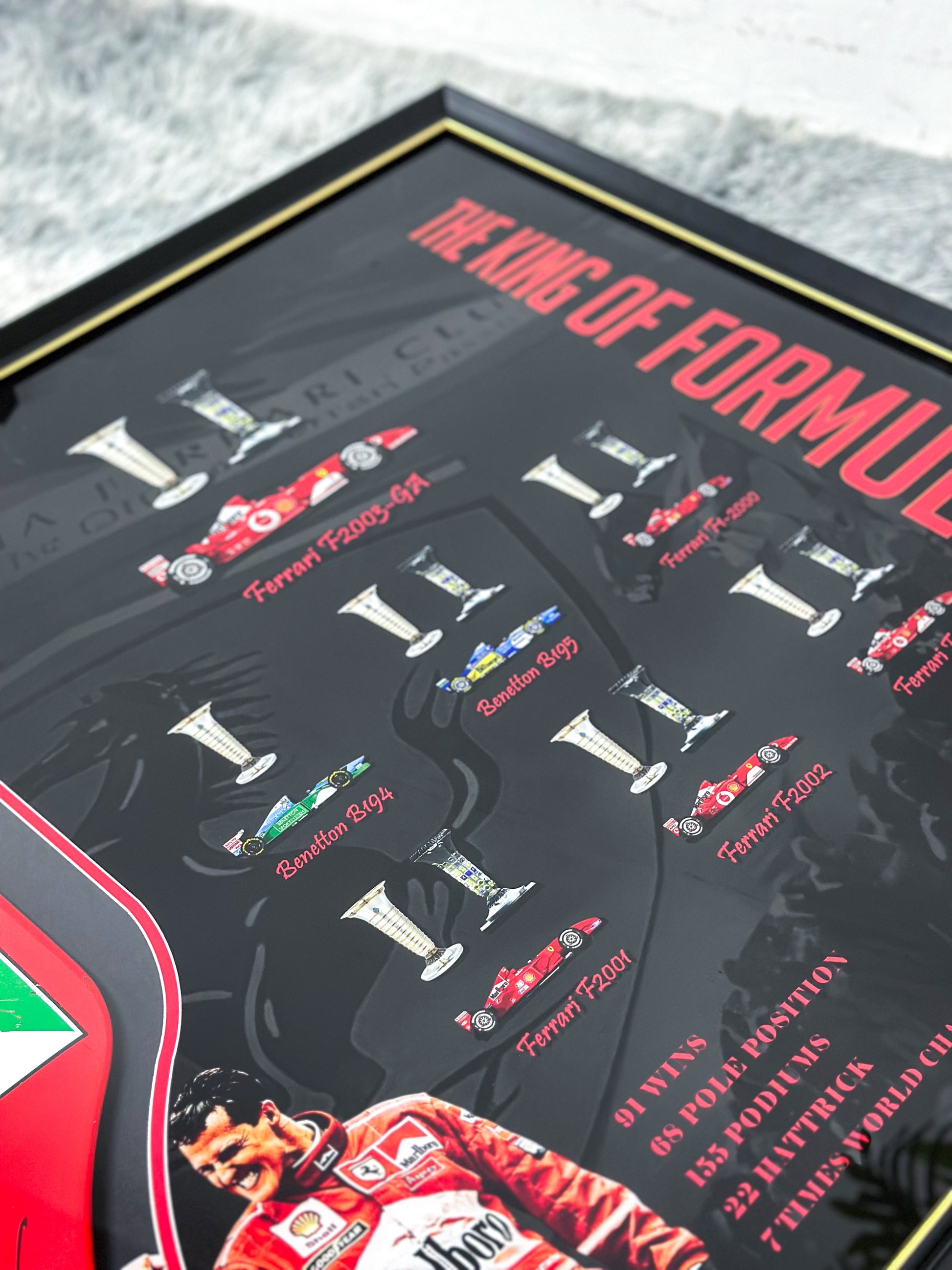Michael Schumacher F1 Ferrari Autographed Custom Framed Car Parts