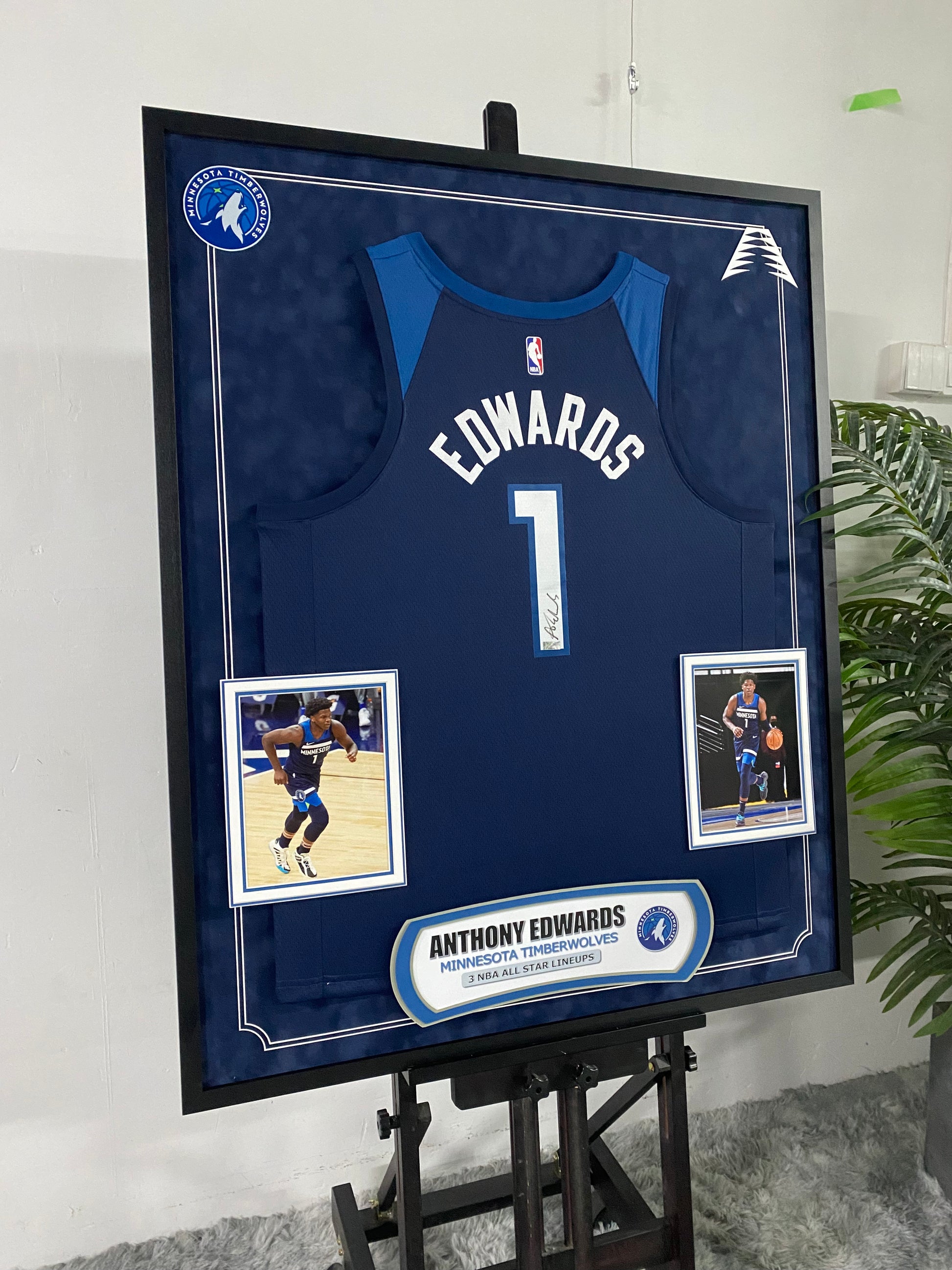 Anthony Edwards Minnesota Timberwolves Signed Jersey Framed