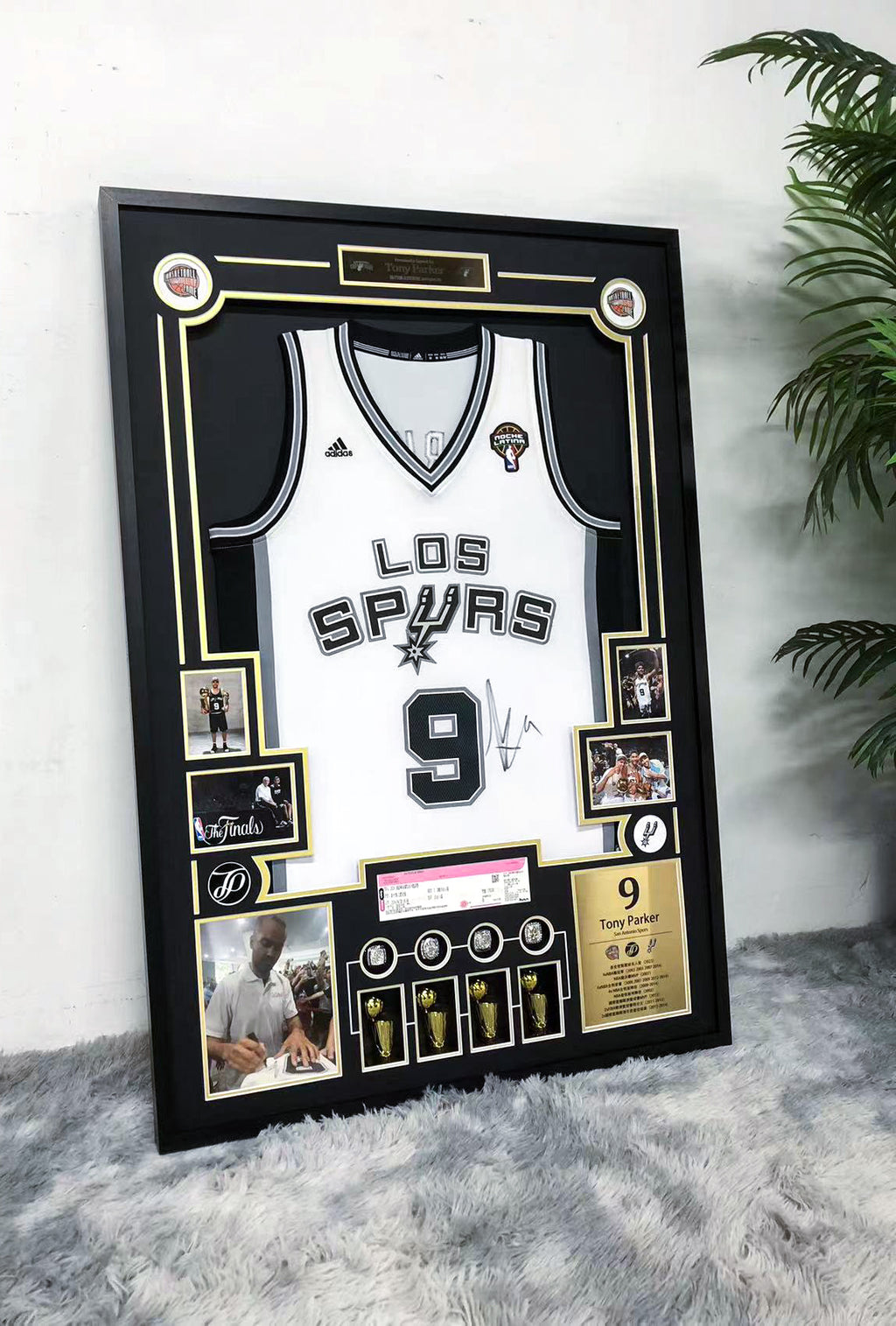 Tony Parker San Antonio Spurs Framed Signed Jersey